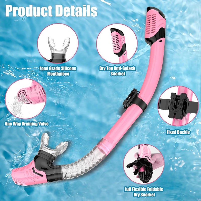wutrye Snorkeling Gear for Adults, Dry-Top Snorkel Set Scuba Diving mask, Snorkel Mask, Panoramic Anti-Leak Anti-Fog Tempered Glass Lens, Swimming Training Snorkeling Packages - Image 4